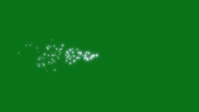 4k white glowing glitter particle trail on green screen, magic sparkles glitter line stars, magic dust, pixie dust path, sparkling star transition effect, glitter stars particles background overlay