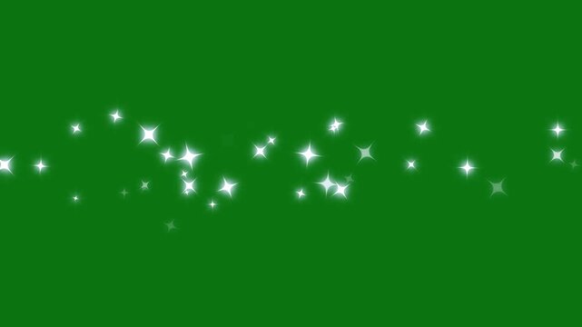 Luxury white glitter sparkles line trail with magic twinkle stars, fairy pixie dust path, glowing particle shimmer curve, elegant christmas style star, sparkling background overlay on green screen 4k