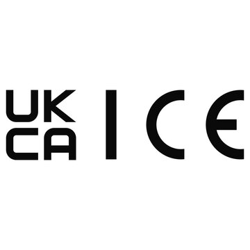 UKCA and CE marking symbols for product compliance and safety standards