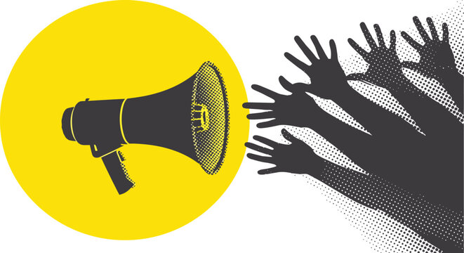 Megaphone Raised Fists Hands Protest Solidarity Activism Illustration