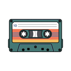 Obraz premium A colorful illustration of a cassette tape on a white background, symbolizing nostalgia and music.