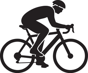 Obraz premium Cyclist Riding Road Bicycle Black Silhouette Isolated on White