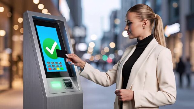 Customer Tapping Credit Card on Payment Terminal for Contactless Transaction at Checkout