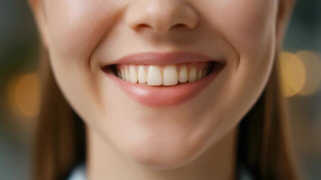 Close-up of a Young Woman's Smiling Face with Visible Dimples