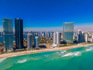 Naklejka premium Aerial photo St Regis Residences Sunny Isles Beach dig site preconstruction