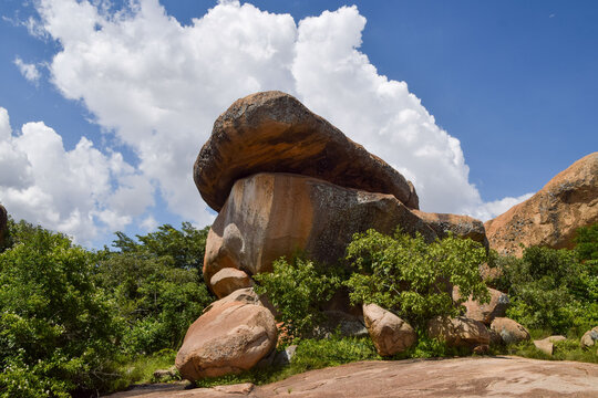 Naturally occurring Chiremba balancing rocks in Epworth, Zimbabwe