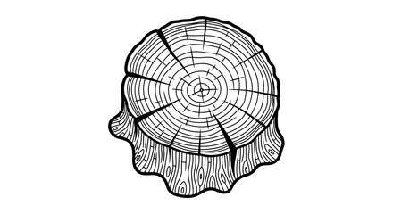 Detailed cross-section of a tree trunk revealing growth rings and texture. © Rizky