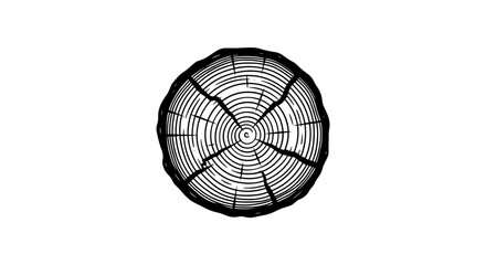 Detailed cross-section of a tree trunk revealing growth rings and cracks. © Rizky
