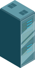 Server isometric icon. Computer tower cartoon device