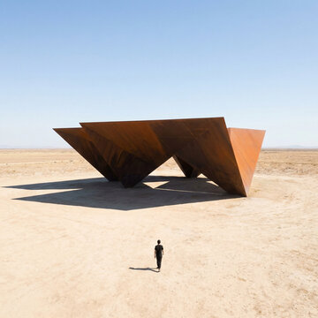 Llanura des&eacute;rtica plana monumental, exterior, microarquitectura, protagonista micro
