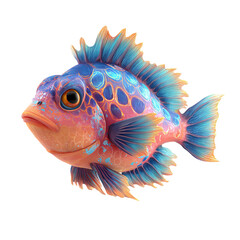 Fototapeta premium cartoon fish 3d clipart isolated on white 