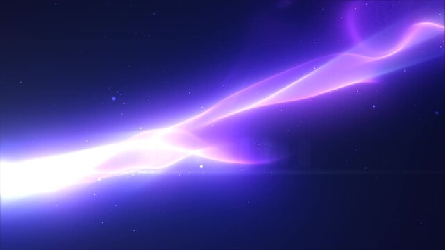 Elegant violet-blue light wave drifting across a dark background, symbolizing calm motion, data flow, and digital harmony