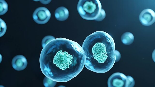 Close Up Views of Blue Cells in Dynamic Micro World Video.