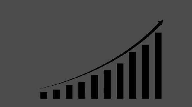 Business growth concept in graph chart showing marketing sales profit increasing to future target . business graph chart with upward on graph chart black growing business motion animation 4k video.