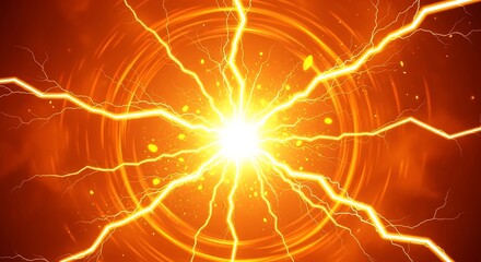 Vibrant lightning bolts radiate from bright energy source