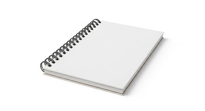 Blank Spiral Bound Notebook on White.