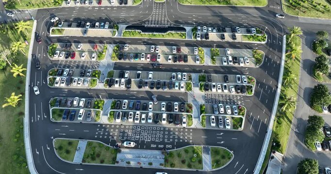 Aerial footage of WFJ duty free shop in Hainan island , China