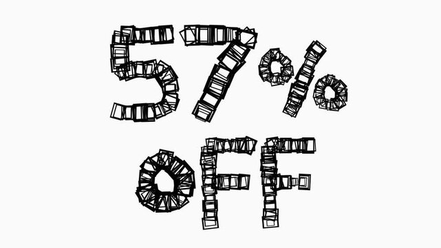 Black 57 Percent Off Animation On White Background For Sale And Business Concept
