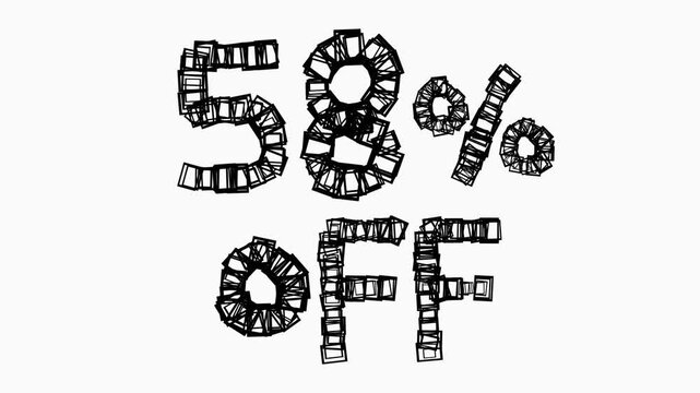 Black 58 Percent Off Animation On White Background For Sale And Business Concept
