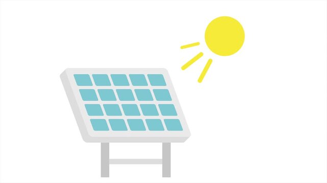 solar panel takes energy from sunlight, animation motion graphics