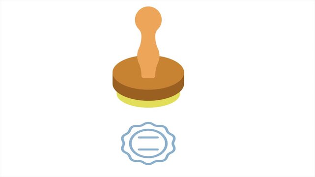 wooden stamp that seals a blue emblem, animation motion graphics