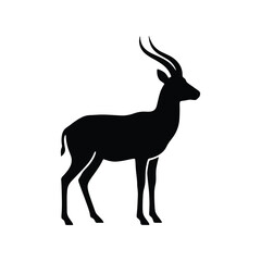 Obraz premium Solid Black Antelope Silhouette Icon in Minimal Flat Style