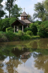 Obraz premium old wooden church in the park
