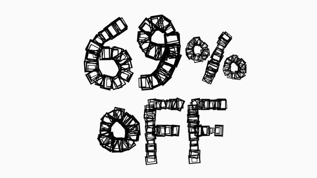 Black 69 Percent Off Animation On White Background For Sale And Business Concept
