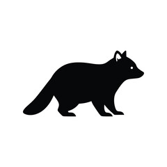Fototapeta premium Solid Black Raccoon Silhouette Icon in Minimal Flat Style
