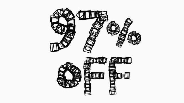 Black 97 Percent Off Animation On White Background For Sale And Business Concept
