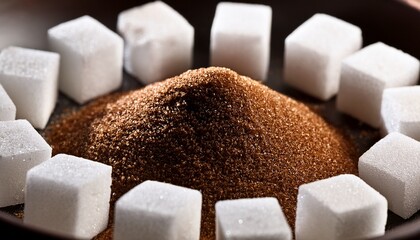 Sugar Cubes Surrounding A Dark Powder In A Bowl
