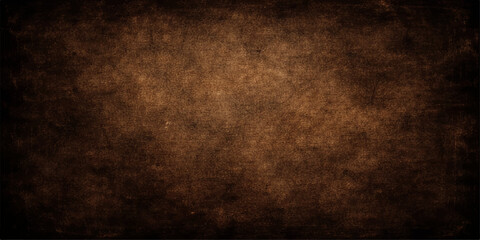 Obraz premium Dark grunge background with a vintage brown parchment texture and aged paper design featuring a rough weathered surface of antique paint on an old worn wall pattern