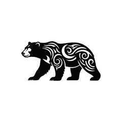 Obraz premium Tribal Bear Vector Illustration in Side View Black Style