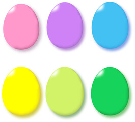 Easter Egg Collection on White Background, Egg Set with Shadow, Vector Illustration