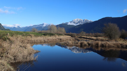 Fototapeta premium Perfect morning with first snow in the mountains