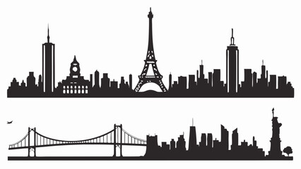 Iconic Global City Skylines Silhouette Vector Travel Tourism Web Design Landmark Icons for Destination Branding