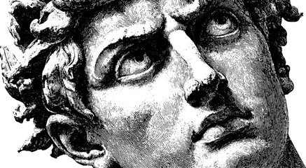 Obraz premium Timeless monument sculpture sketch with botanical elements for design and decoration