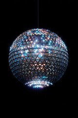 Obraz premium Large LED-lit sphere in motion on a black stage for New Year celebration