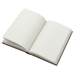 An open notebook with blank pages ready for writing or drawing isolated on transparent background