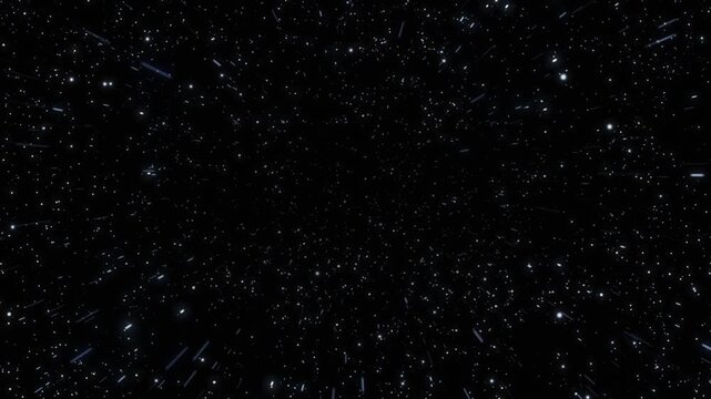Space travel through the stars at warp speed. Stars flight motion graphics video loop in deep space