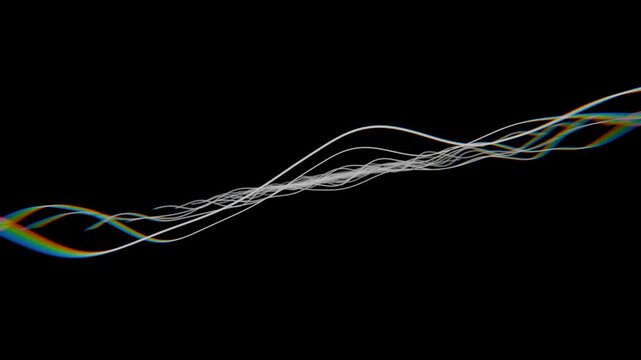 flowing stringy white animated curved lines on black background