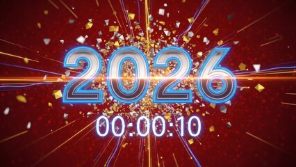 New Year 2026 Countdown with Confetti.