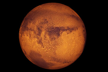 Naklejka premium Planet Mars on a dark background. Elements of this image furnished by NASA