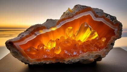 Obraz premium Citrine Geode Geological Crystals
