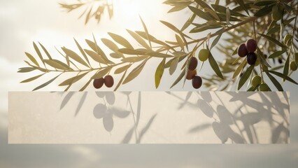 Olive Branch with Berries and Shadows.