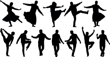Silhouette of various ballet dancers in different poses © GOKULRATAN