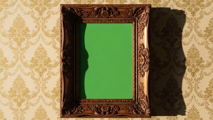 Ornate Picture Frame with Green Background.