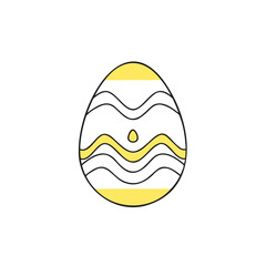 Decorative yellow and white Easter egg in simple outline design  