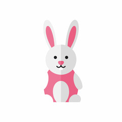 Fototapeta premium Cute cartoon bunny with pink vest standing on white background for easter 