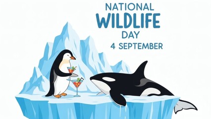Penguin and Orca Celebrating National Wildlife Day.